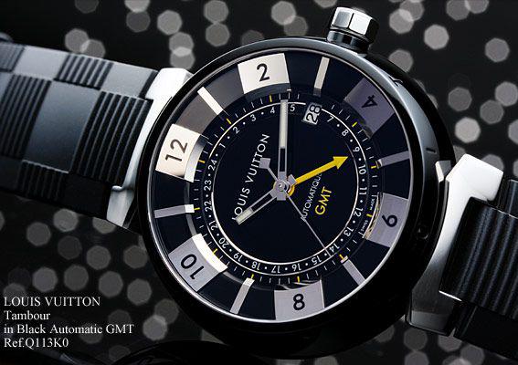 ルイヴィトン時計 スーパーコピー タンブール イン・ブラック オートマティック GMT / Ref.Q113K0
